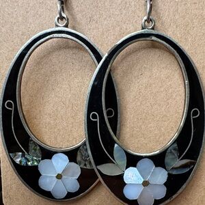 Mother of Pearl and Abalone Accent Floral Earrings